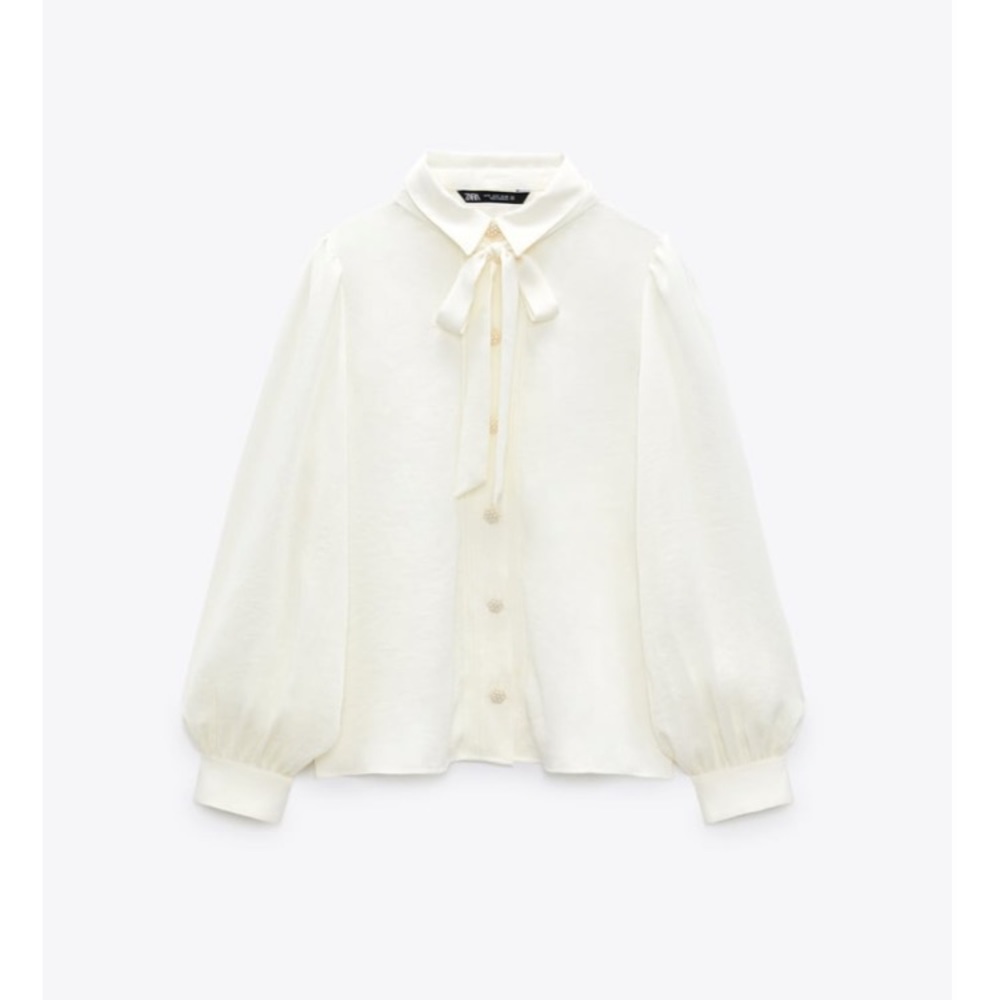 Zara Satin Shirt with Rhinestones - Picture 3 of 7